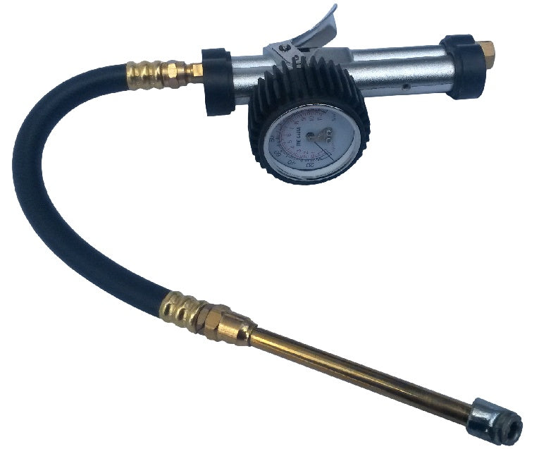 INFLATOR GUN WITH PRESSURE GAUGE 11 BAR AND EXTENSION FOR DUAL WHEELS (H1828L)