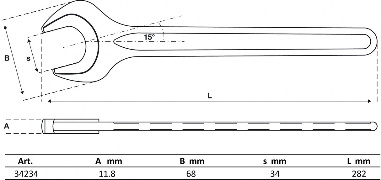 SINGLE OPEN END SPANNER | DIN 894 | 34 MM (34234)