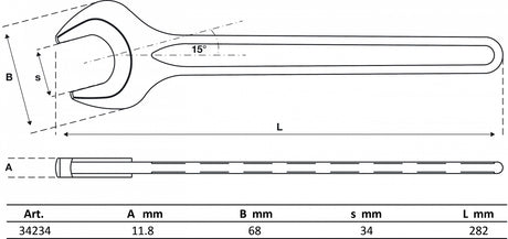 SINGLE OPEN END SPANNER | DIN 894 | 34 MM (34234)