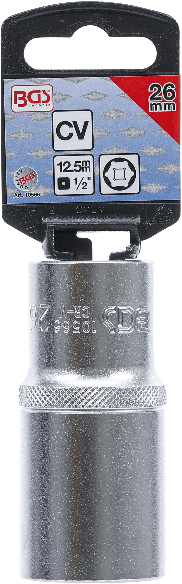 SOCKET, HEXAGON, DEEP | 12.5 MM (1/2") DRIVE | 26 MM (10566)