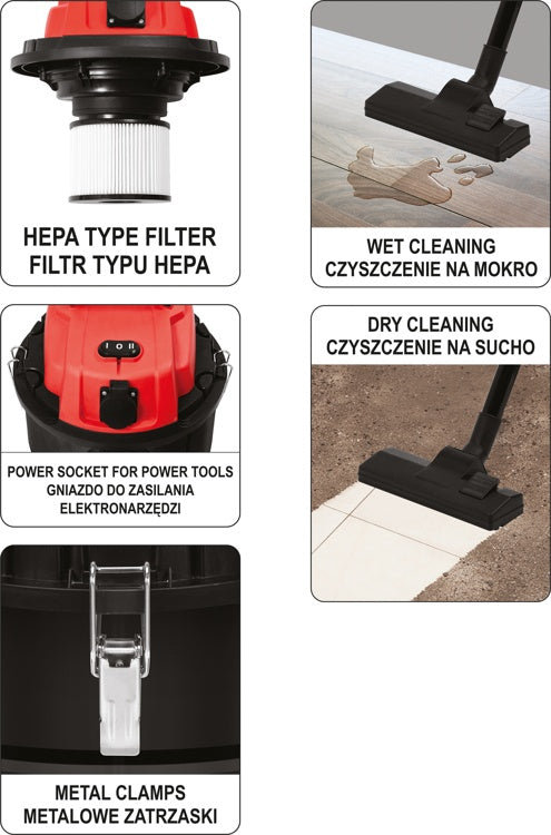 VACUUM CLEANER 1400W 20L WET/DRY (YT-85700)
