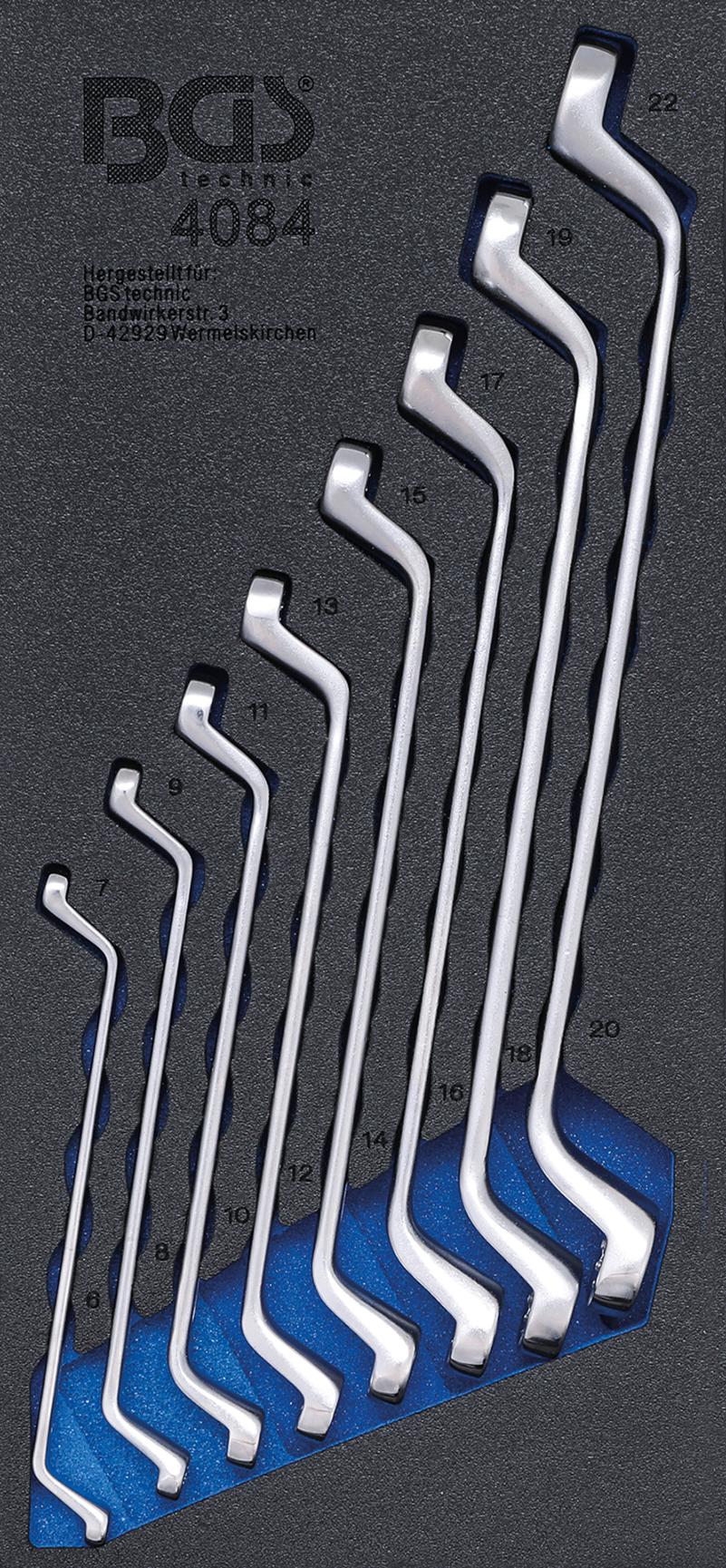 TOOL TRAY 1/3: DOUBLE RING SPANNER SET | 6 X 7 - 20 X 22 MM | DEEP OFFSET ENDS | 8 PCS. (4084)
