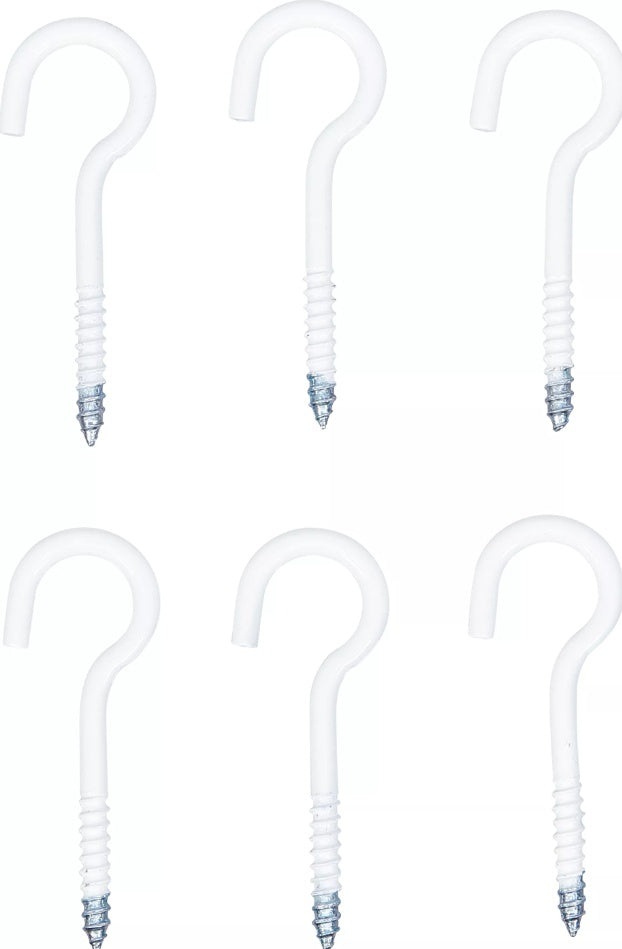 SCREW HOOK ASSORTMENT | WHITE | PLASTIC-COATED | 60 MM | 6 PCS. (88181)