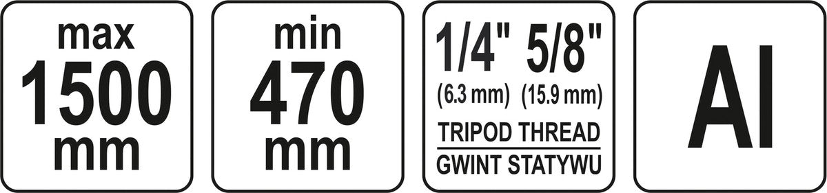 ALUMINIUM TRIPOD  MAXIMUM HEIGHT 1500 MM (YT-30477)