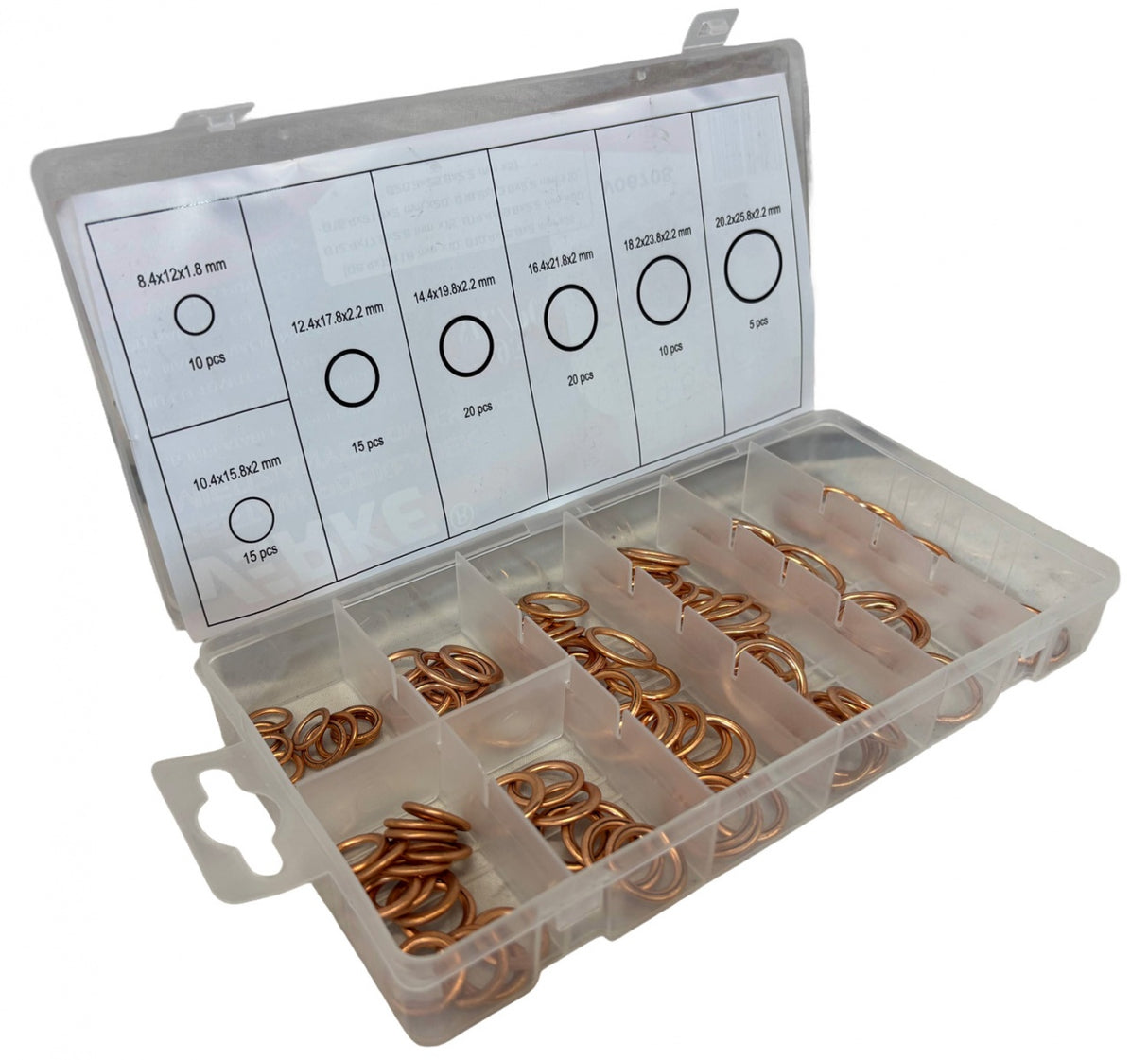 COPPER WASHERS WITH RUBBER INSERT SET | ROUND | Ø 6-20 MM | 95 PCS. (SK010095)