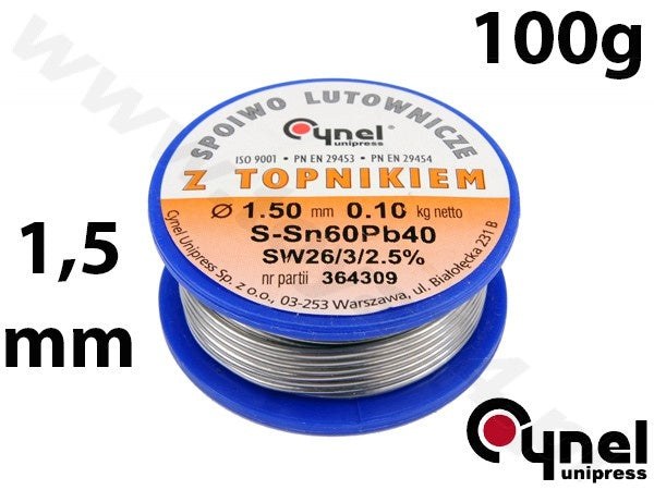 SOLDER SN60PB40 1.5MM 100G (76814)
