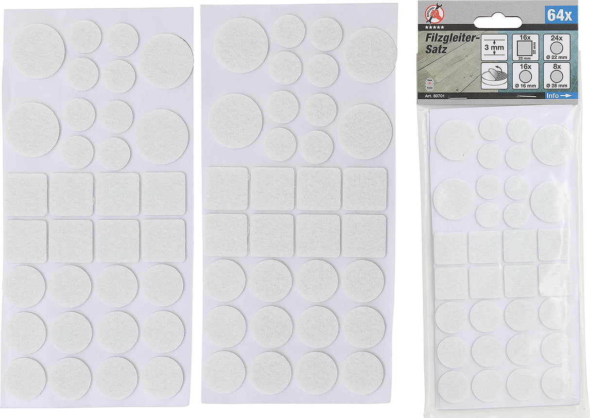 FELT PADS SET | WHITE | 64 PCS. (80701)