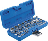 SOCKET SET, E-TYPE | 6.3 MM (1/4") / 12.5 MM (1/2") DRIVE | E4 - E24 | 28 PCS. (70099)