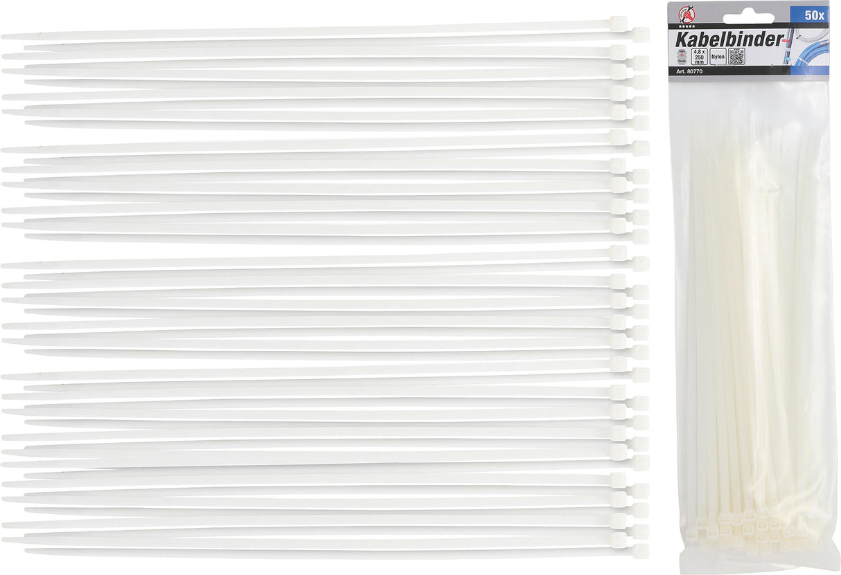 CABLE TIE ASSORTMENT | WHITE | 4.8 X 250 MM | 50 PCS. (80770)