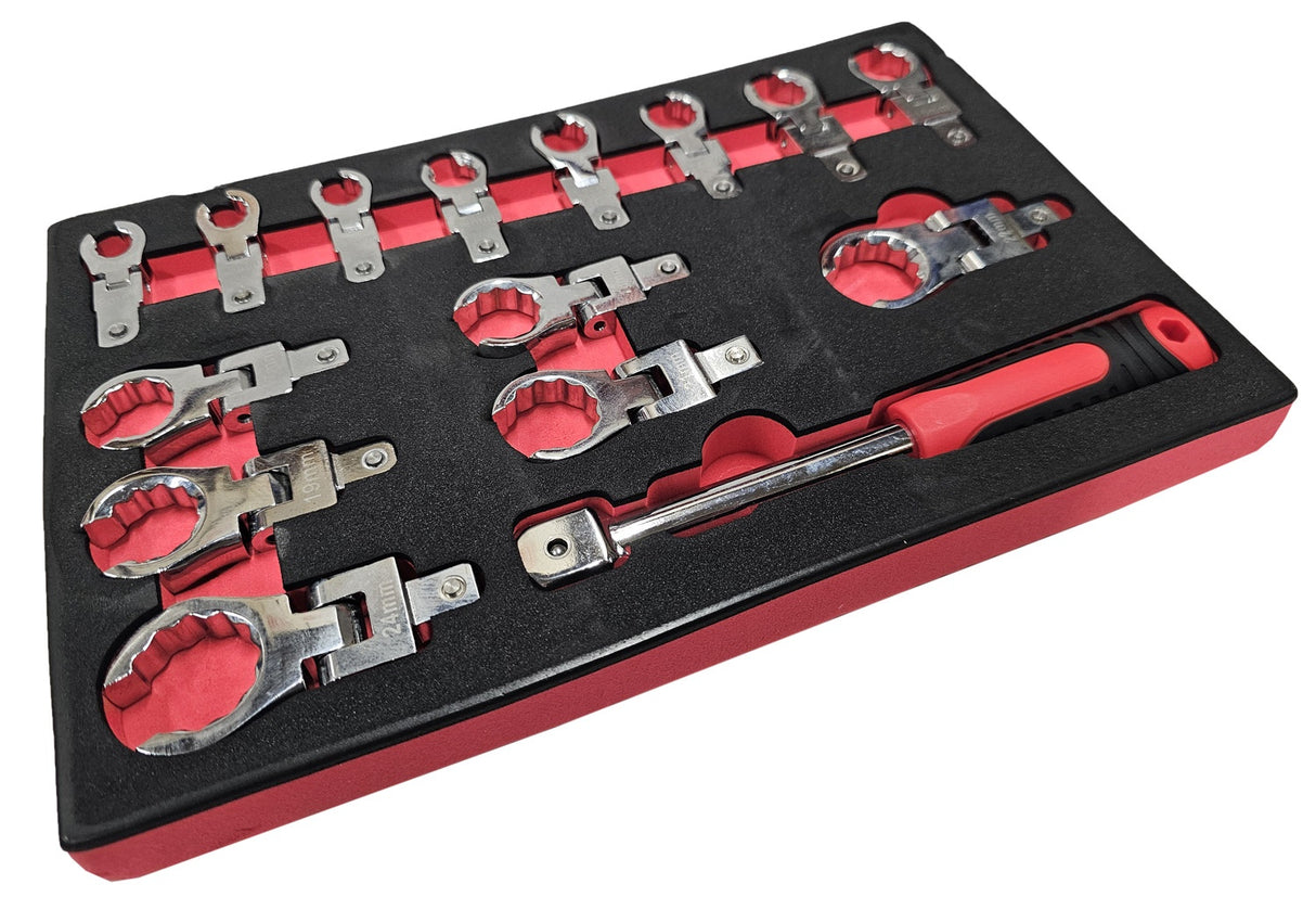 SET OF INSERTED FLEX WRENCHES | FOR BRAKE HOSES | 9 - 24 MM | 15 PCS. (FNW15S)