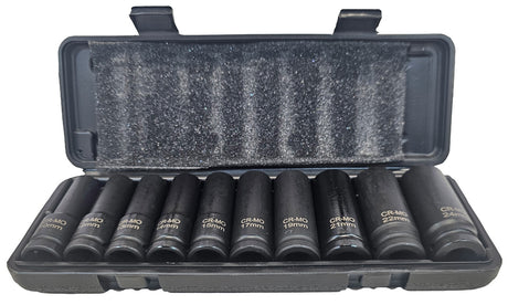 IMPACT SOCKET SET LONG | 12.5 MM (1/2") | 10-24 MM | 10 PCS. (SK1210)