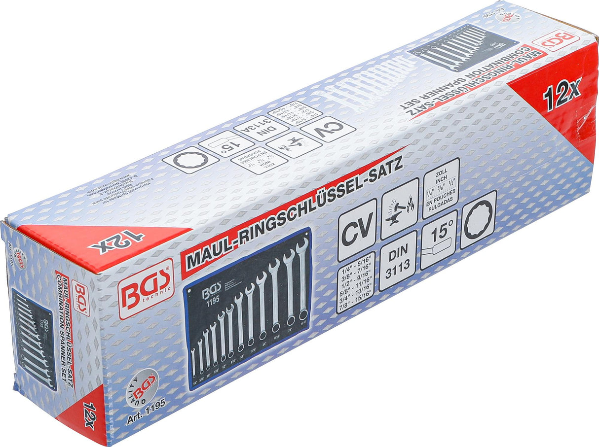 COMBINATION SPANNER SET | INCH SIZES | 1/4" - 15/16" | 12 PCS. (1195)