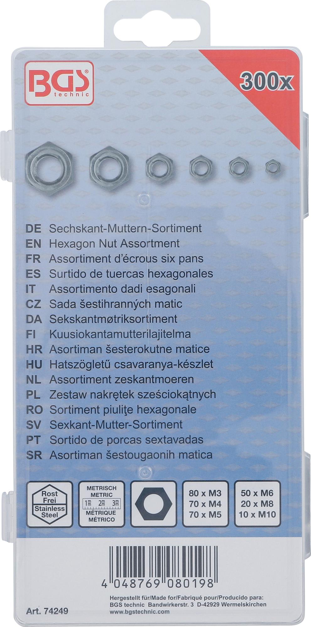 HEXAGON NUT ASSORTMENT | STAINLESS STEEL | 300 PCS. (74249)