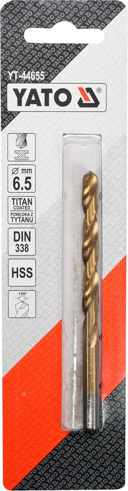 TWIST DRILL BIT HSS-TIN 6,5 MM (YT-44655)