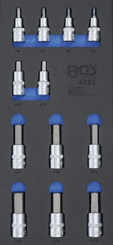 TOOL TRAY 1/3: BIT SOCKET SET | INTERNAL HEXAGON | 12.5 MM (1/2") | 12 PCS. (4092)
