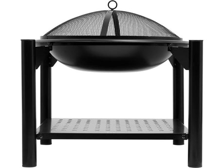 STEEL FIRE PIT W/ LOG STORE 58X58CMX55CM (99914)