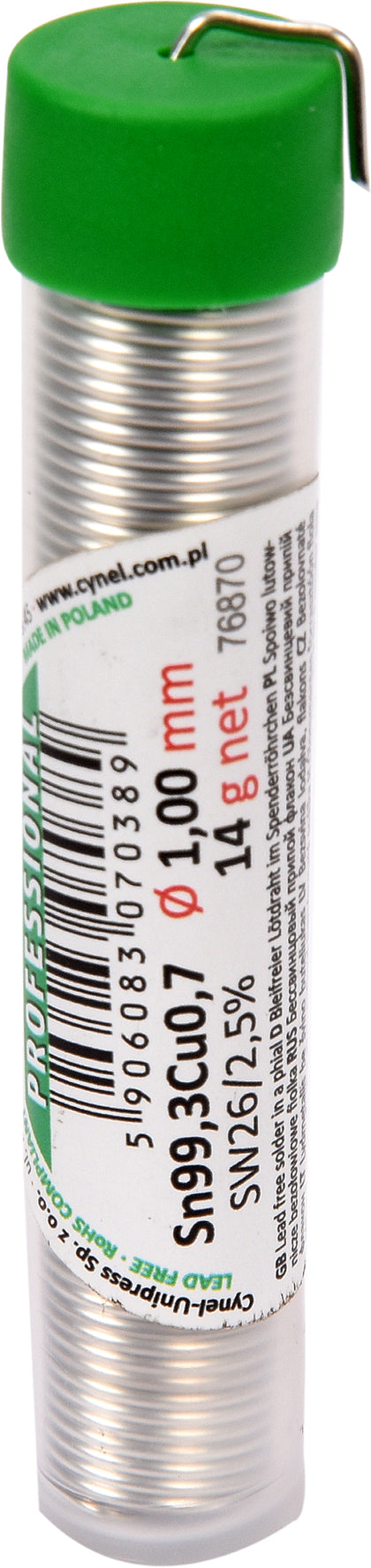 LEAD FREE SOLDER IN A PHIAL 1MM 16G (76870)