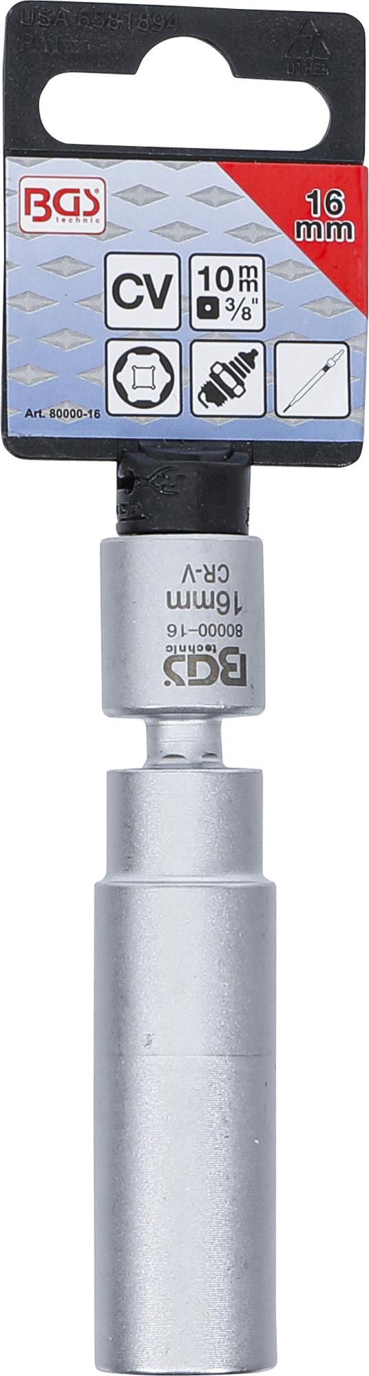 SWIVEL GLOW & SPARK PLUG SOCKET | 10 MM (3/8") | 16 MM (80000-16)