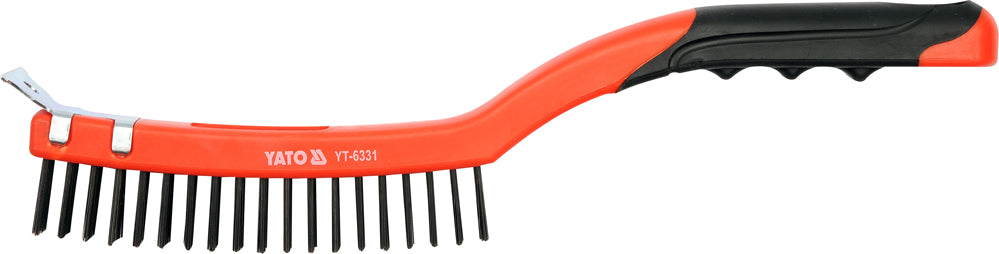 WIRE BRUSH 3X19 ROWS L=340MM W. SCRAPER (YT-6331)