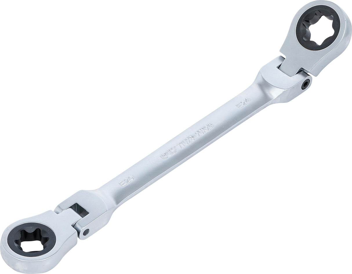 DOUBLE RATCHET RING SPANNER | ADJUSTABLE | WITH E-TYPE RING HEADS | E20 X E24 (71028-20X24)