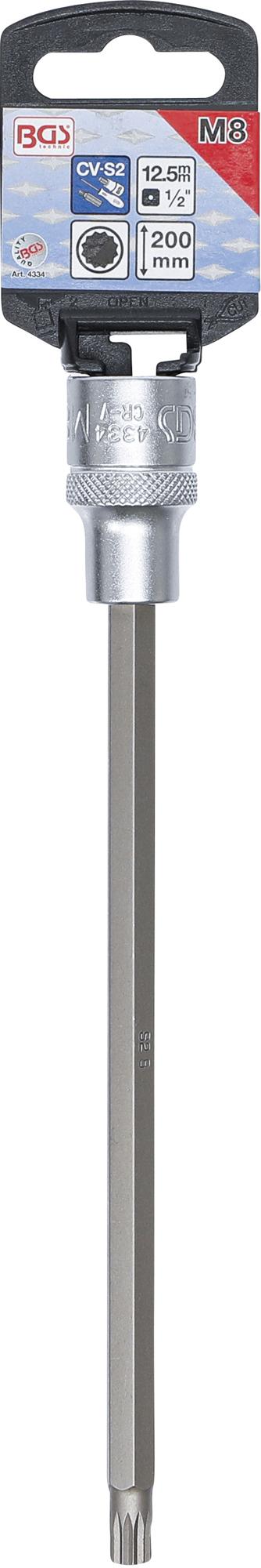 BIT SOCKET | LENGTH 200 MM | 12.5 MM (1/2") DRIVE | SPLINE (FOR XZN) | M8 (4334)