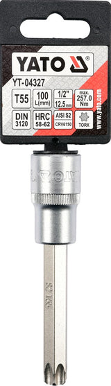 SOCKET BIT TORX 1/2" T55 L100MM (YT-04327)