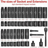 IMPACT TOOL SET | METRIC AND IMPERIAL SIZES | 10 MM (3/8") | 45 PCS. (SK45S)