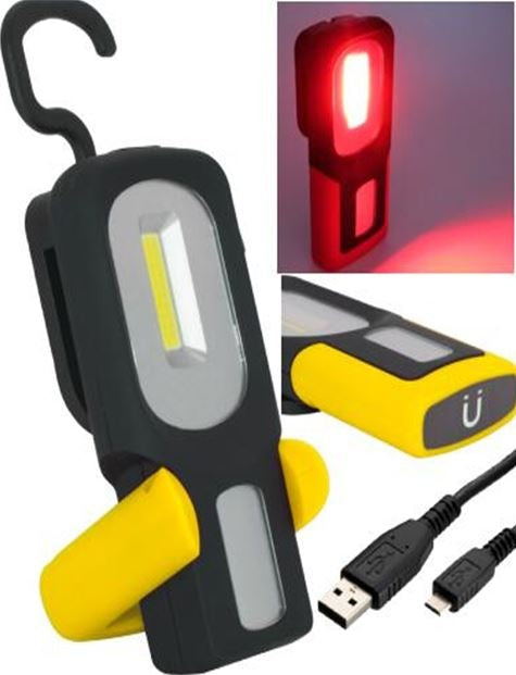 WORK LAMP RECHARGEABLE + RED LIGHT | LI-ION COB LED / USB (S560)