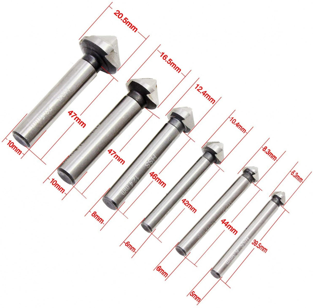 COUNTERSINK DRILL BIT SET | HSS | DIN 335 | 90° | 6 PCS. (SK1628)