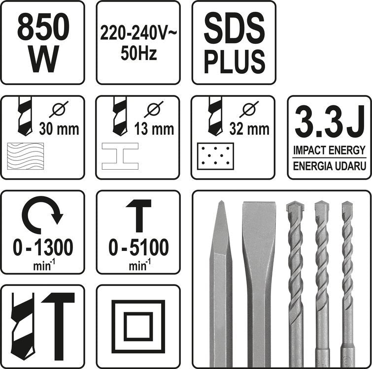 ROTARY HAMMER SDS-PLUS WITH 13MM CHUCK (YT-82122)