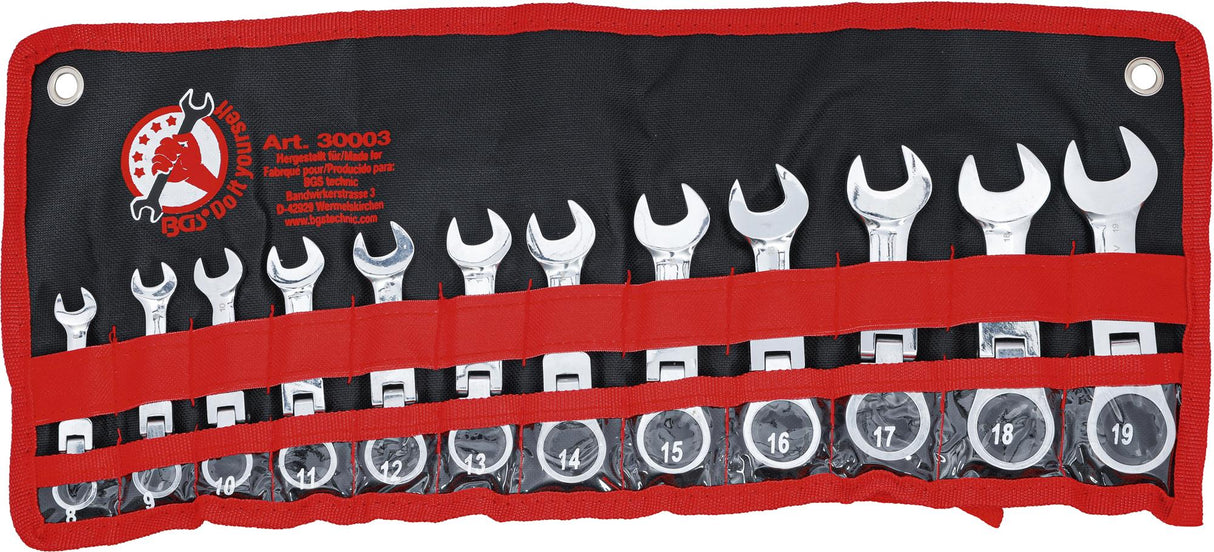 RATCHET COMBINATION WRENCH SET | EXTRA SHORT | 8 - 19 MM | 12 PCS. (30003)