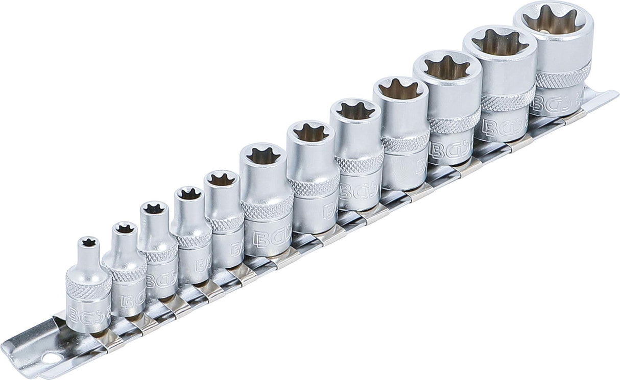 SOCKET SET, E-TYPE | 6.3 MM (1/4") / 10 MM (3/8") DRIVE | E4 - E20 | 12 PCS. (2038)