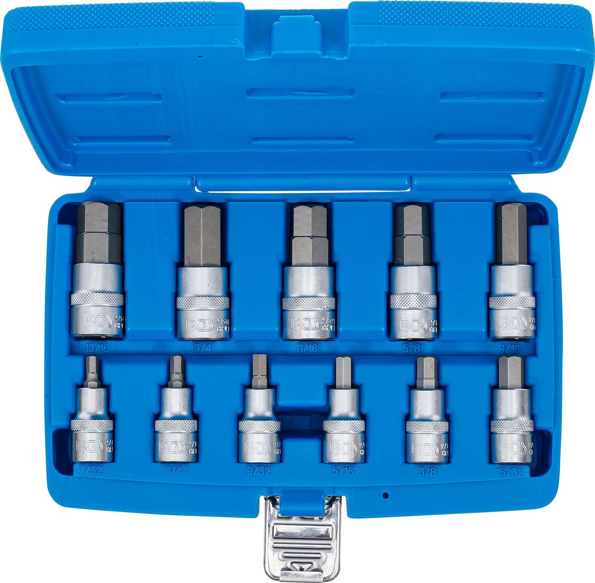 BIT SOCKET SET | 12.5 MM (1/2") DRIVE | INTERNAL HEXAGON 7/32" - 13/16" | INCH SIZES | 11 PCS. (5053)