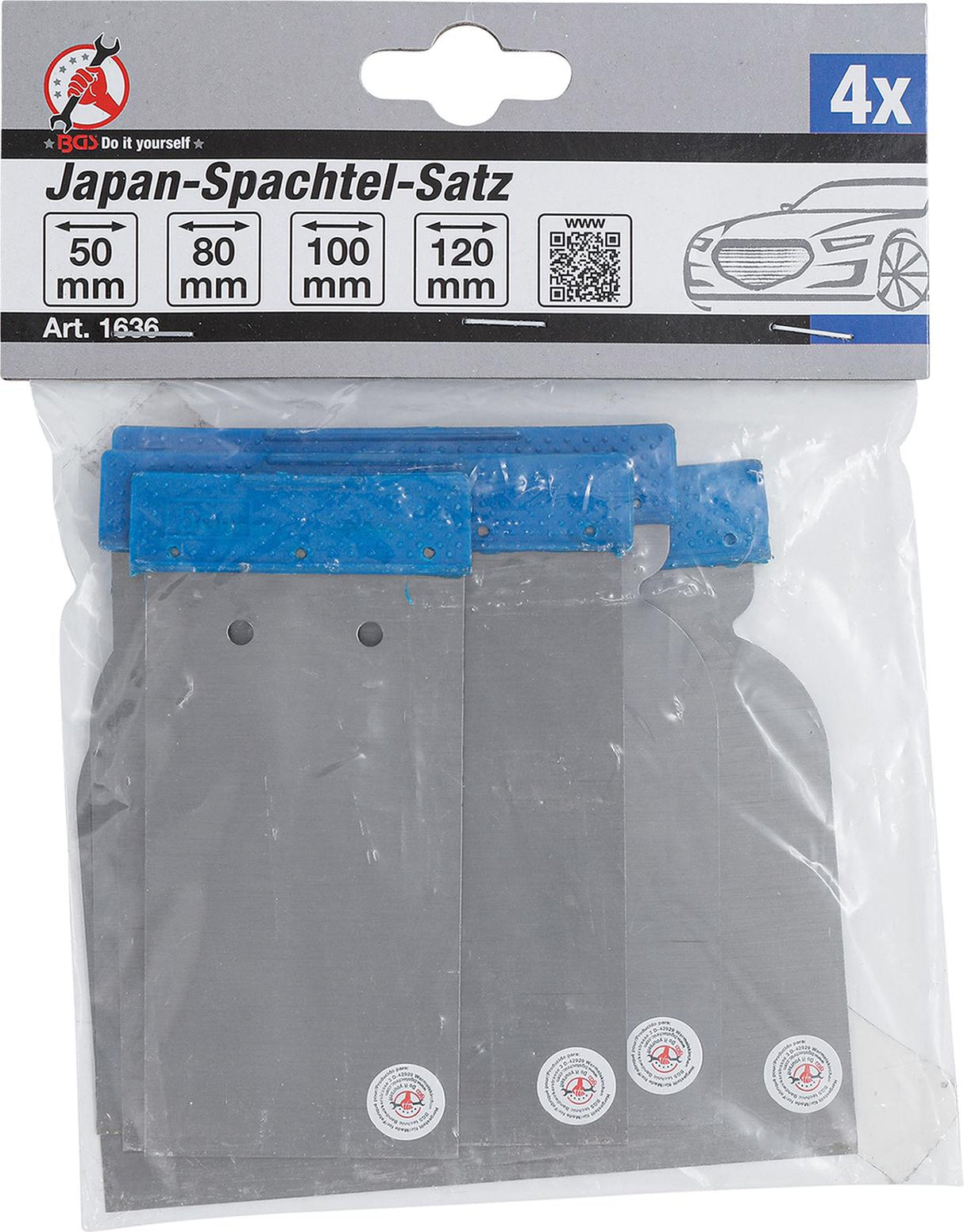 JAPAN SCRAPER SET | SPRING STEEL | 50 / 80 / 100 / 120 MM | 4 PCS. (1636)