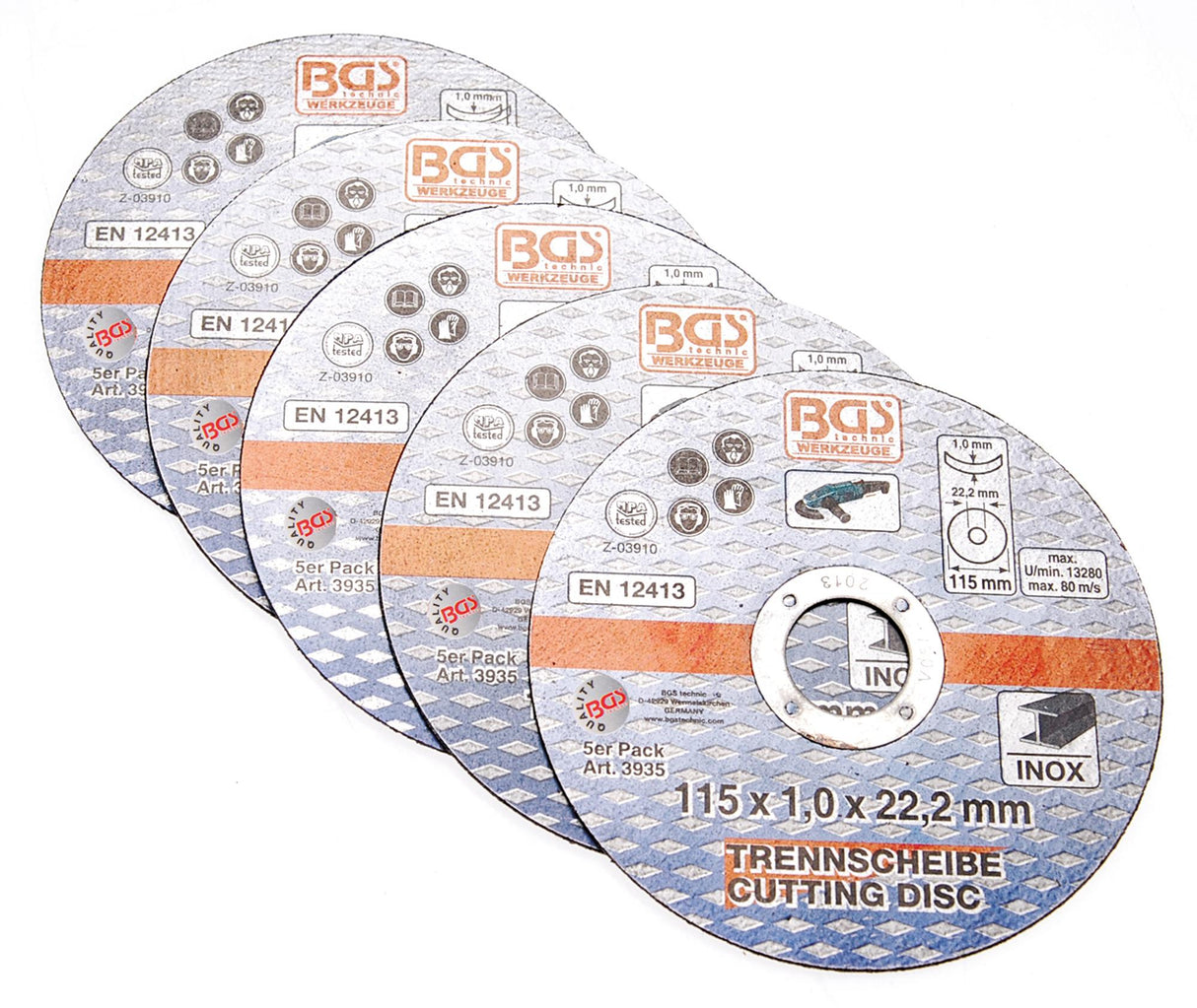 CUTTING DISCS FOR STAINLESS STEEL | Ø 115 X 1.0 X 22.2 MM | 5 PCS. (3935)