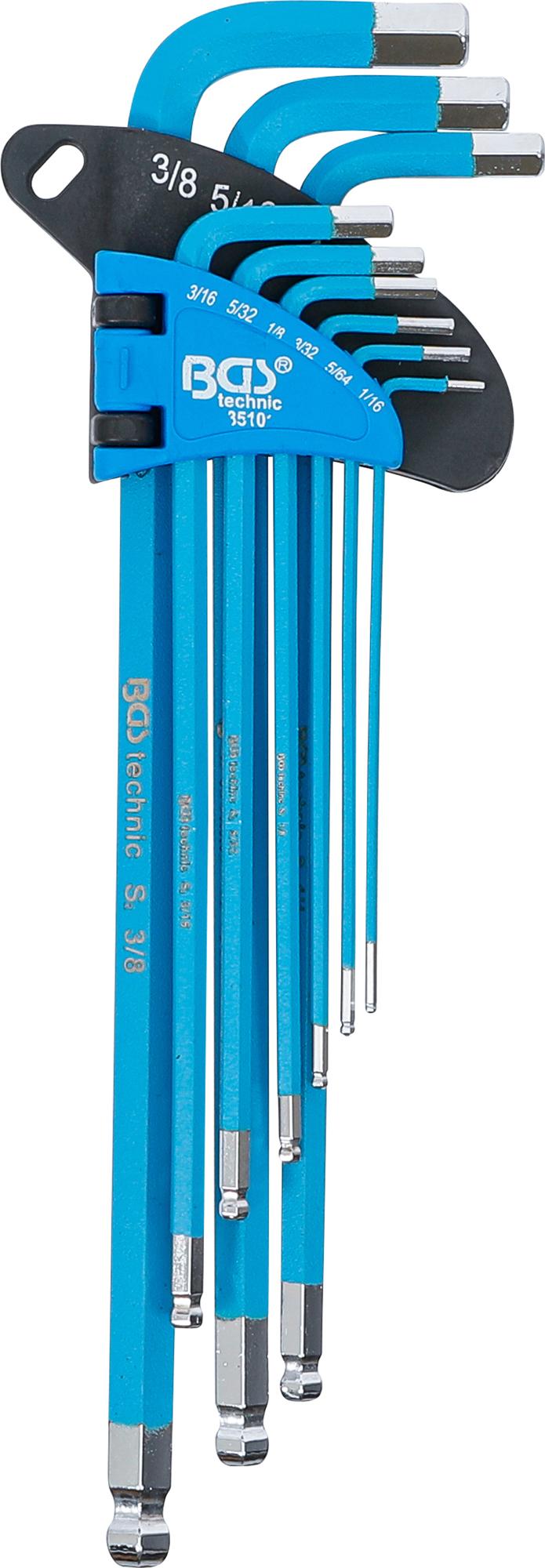 L-TYPE WRENCH SET | EXTRA LONG | INTERNAL HEXAGON | INCH SIZES | 9 PCS. (35101)