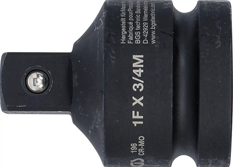 IMPACT SOCKET ADAPTOR | INTERNAL SQUARE 25 MM (1") - EXTERNAL SQUARE 20 MM (3/4") (196)