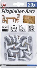 FELT PADS SET | WITH PIN | Ø 24 MM | 20 PCS. (80862)