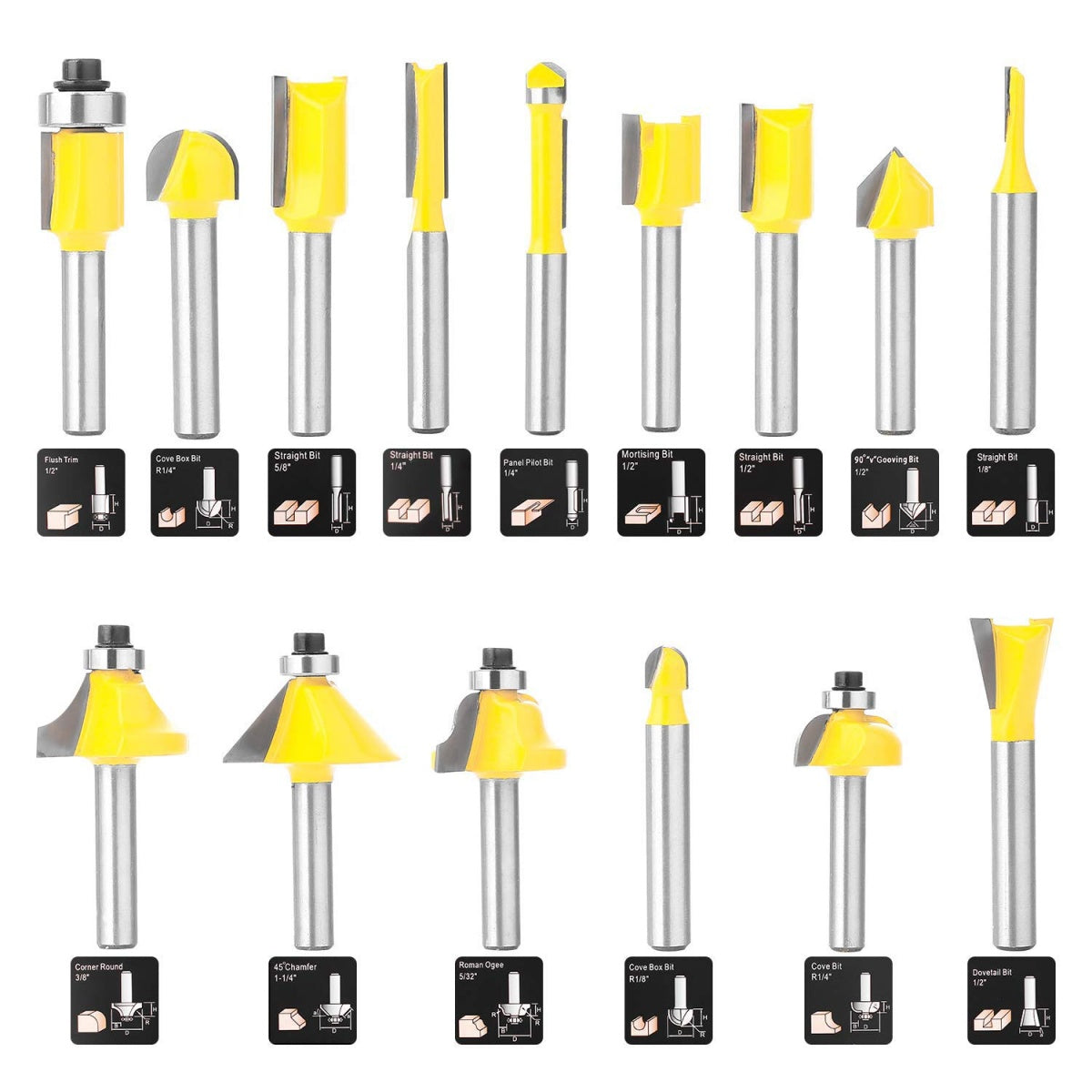 WOOD ROUTER BIT SET | 15 PCS. (SK1637)