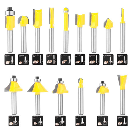 WOOD ROUTER BIT SET | 15 PCS. (SK1637)