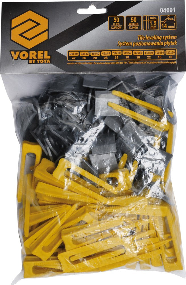 TILE LEVELING SYSTEM | 50 WEDGES + 50 CLIPS (04691)