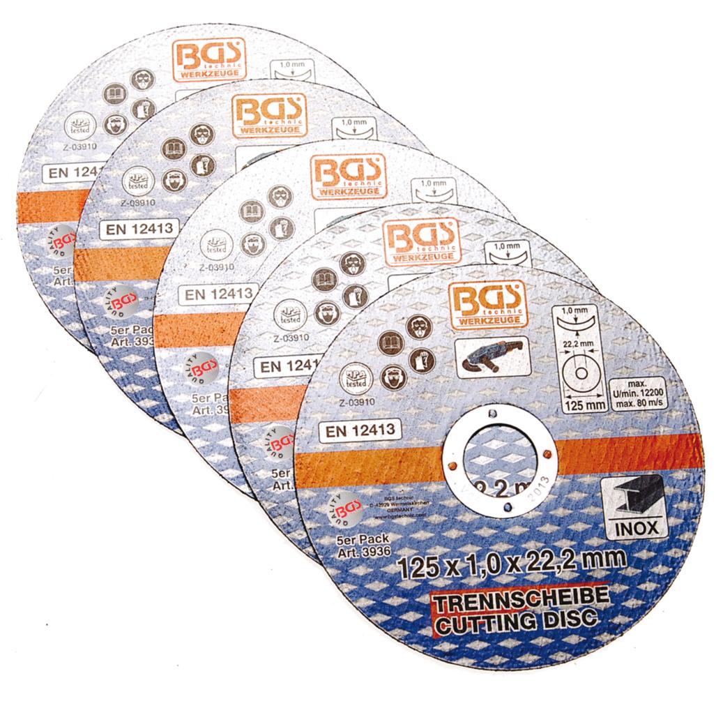 CUTTING DISCS FOR STAINLESS STEEL | Ø 125 X 1.0 X 22.2 MM | 5 PCS. (3936)