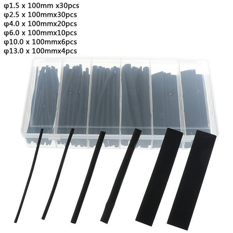 HEAT SHRINK TUBING ASSORTMENT | BLACK | 100 PCS. (SK01141)