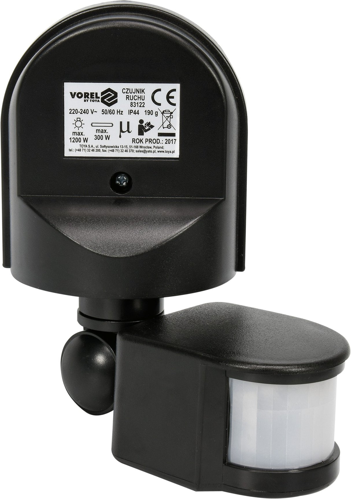 MOTION SENSOR PIR IP44 BLACK (83122)