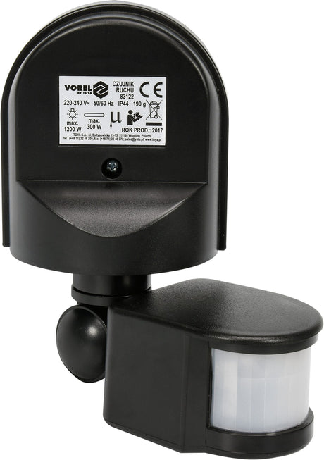 MOTION SENSOR PIR IP44 BLACK (83122)