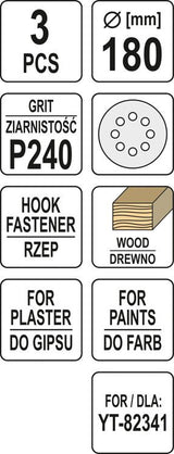 SAND PAPER FOR DRYWALL 180MM P240 (YT-83467)