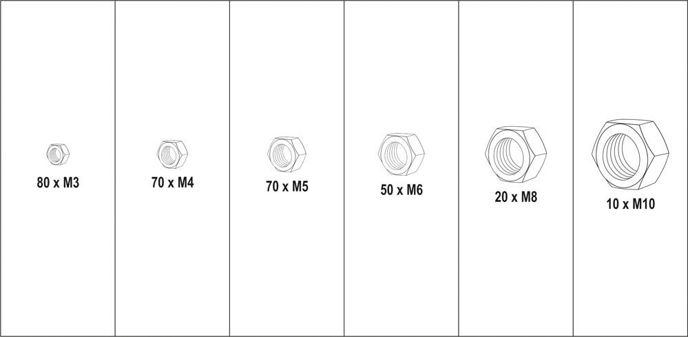 300 PCS SS STEEL NUTS METRIC ASSO (YT-06773)