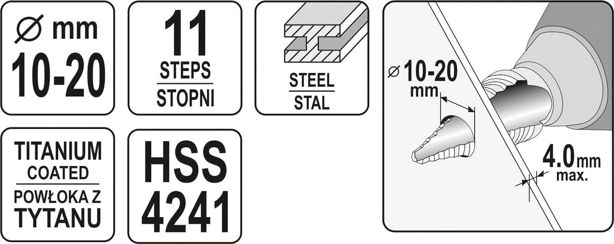 STEP DRILL 10-20MM (YT-44745)