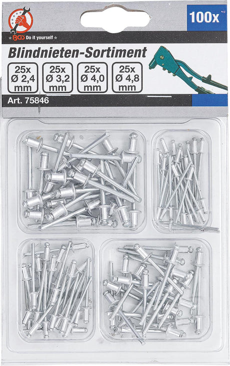 BLIND RIVETS ASSORTMENT | Ø 2.4 - 4.8 MM | 100 PCS. (75846)
