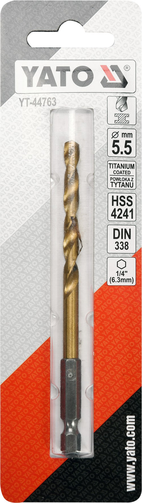 Poranterä metalille kuusiokolo 6,3 mm (1/4") HSS-TiN | 5,5 mm (YT-44763)